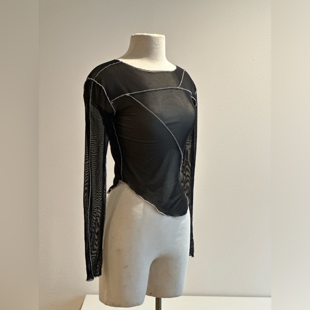 DOLLS KILL X DARKER WAVES MESH BLACK TOP - Picture 2 of 5